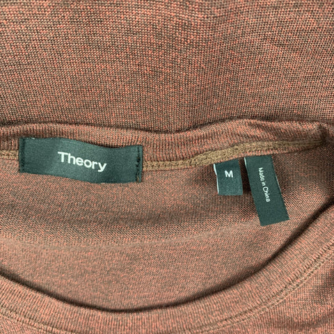 THEORY Size M Burgundy Black Heather Modal Blend Crew-Neck T-shirt