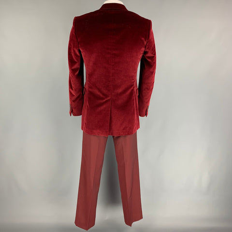 GIVENCHY Talla 40 Regular Traje de solapa de muesca de terciopelo burdeos