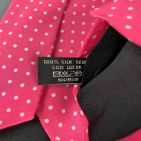 RALPH LAUREN Black Label Pink White Polka Dot Silk Tie