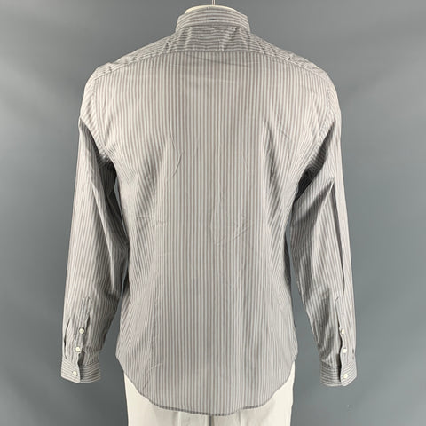 JOHN VARVATOS Size L Blue & Grey Stripe Cotton Button Down Long Sleeve Shirt