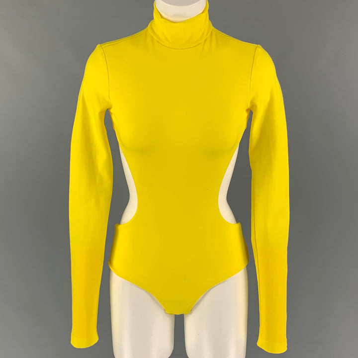 MARC JACOBS Pasarela 2021 Talla XS Traje de cuerpo abierto de poliéster amarillo
