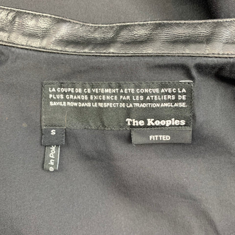 THE KOOPLES Size S Black Cotton Leather Nehru Collar Long Sleeve Shirt