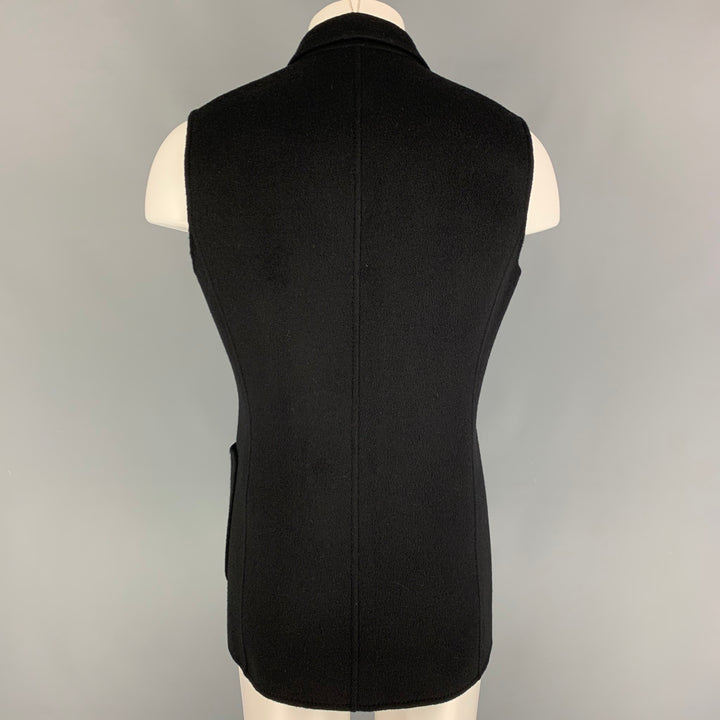 RAF SIMONS Size 40 Black Virgin Wool Notch Lapel Vest