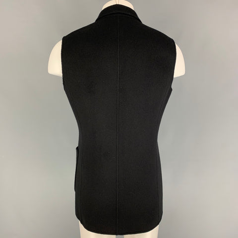 RAF SIMONS Size 40 Black Virgin Wool Notch Lapel Vest