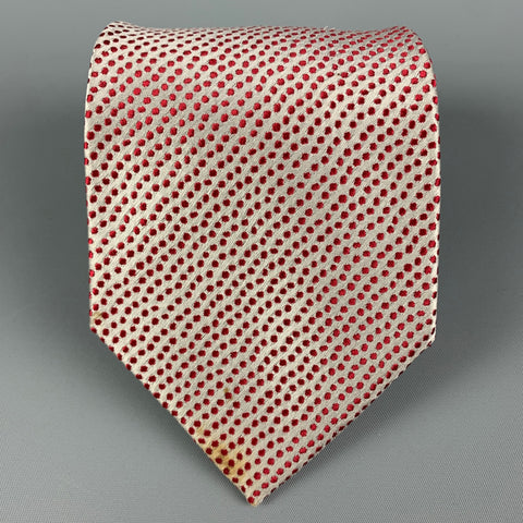 CHARVET Red Silver Dots Silk Tie