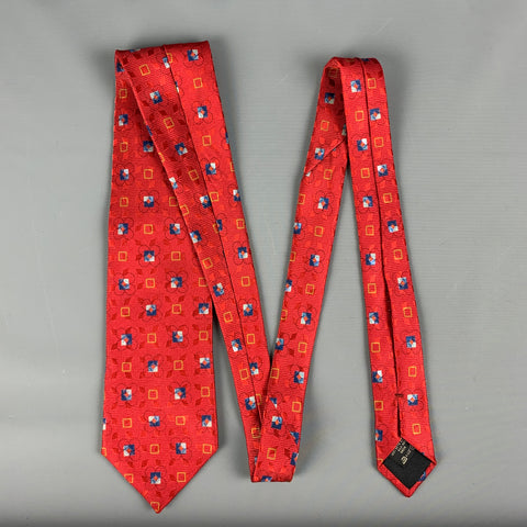 ERMENEGILDO ZEGNA Red Blue Squares Silk Tie