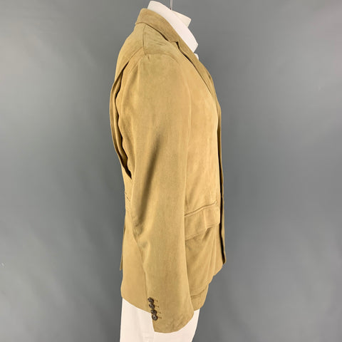POLO by RALPH LAUREN Size 42 Khaki Suede Notch Lapel Sport Coat