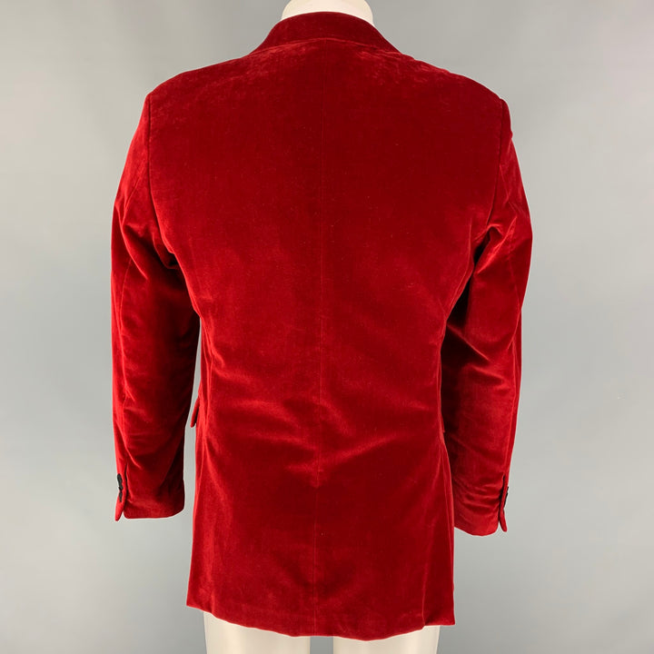 JOHN VARVATOS * USA Talla 40 Regular Abrigo deportivo de algodón de terciopelo rojo