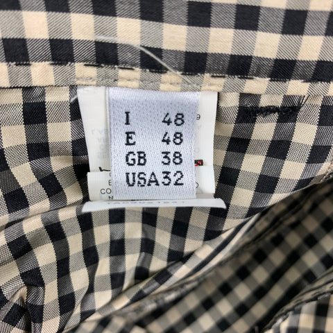 JEAN PAUL GAULTIER Size 32 Black White Gingham Silk Flat Front Casual Pants