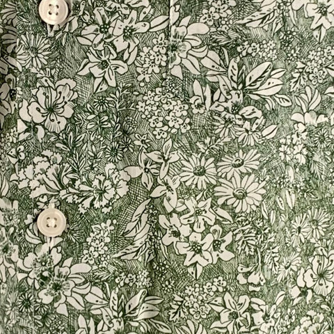 TODD ​​SNYDER Taille M Vert Blanc Floral Coton Une Poche Chemise à Manches Courtes