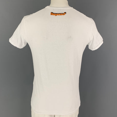 DSQUARED2 Size XL White Caten Bros Graphic Cotton T-shirt