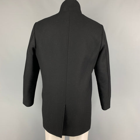 THEORY Size M Black Wool Blend Hidden Placket Coat