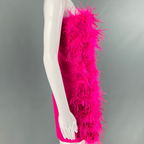 NO BRAND Size S Pink Feathers Strapless Mini Dress