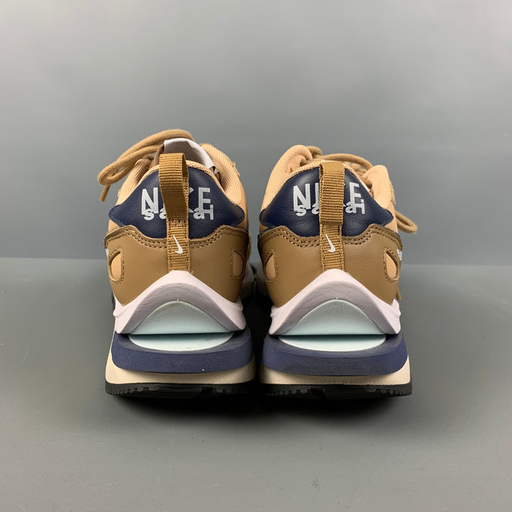 NIKE x SACAI Size 7.5 Tan Navy Mixed Materials Suede Runner Sneakers