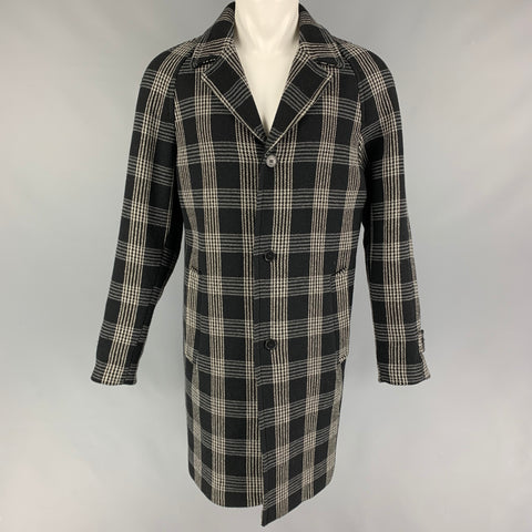 THE KOOPLES Size M Black White Plaid Cotton Blend Coat
