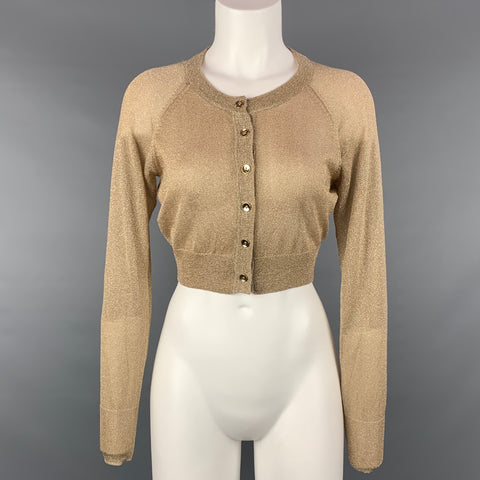 DOUZIÈME RUE par CYNTHIA VINCENT Taille S Or Rayonne / Polyester Cropped Cardigan