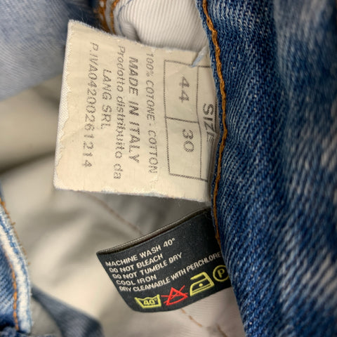TAKESHY KUROSAWA Size 30 Blue Distressed Cotton Classic Button Fly Jeans