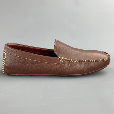 COLE HAAN Size 9.5 Tan Textured Leather Contrast Stitch Loafers