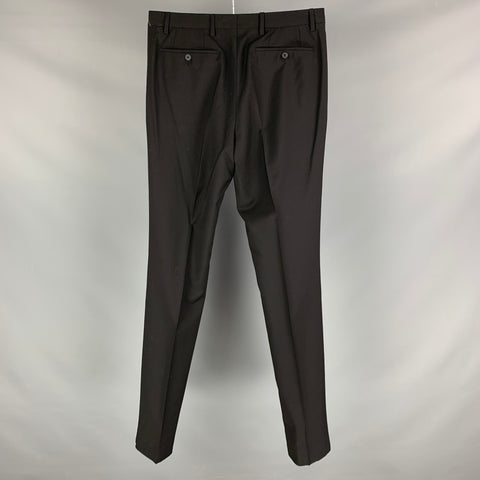 BURBERRY Size 32 Black Virgin Wool Flat Front Dress Pants