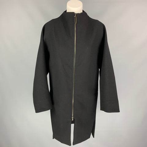 ILARIA NISTRI Size 4 Black Wool Blend Collarless Coat
