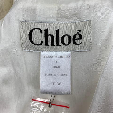 Vintage CHLOE Size 4 Cream Acetate Textured A-Line Coat