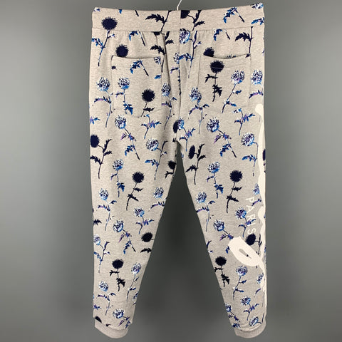 KENZO Size L Grey Floral Cotton Casual Sweatpants