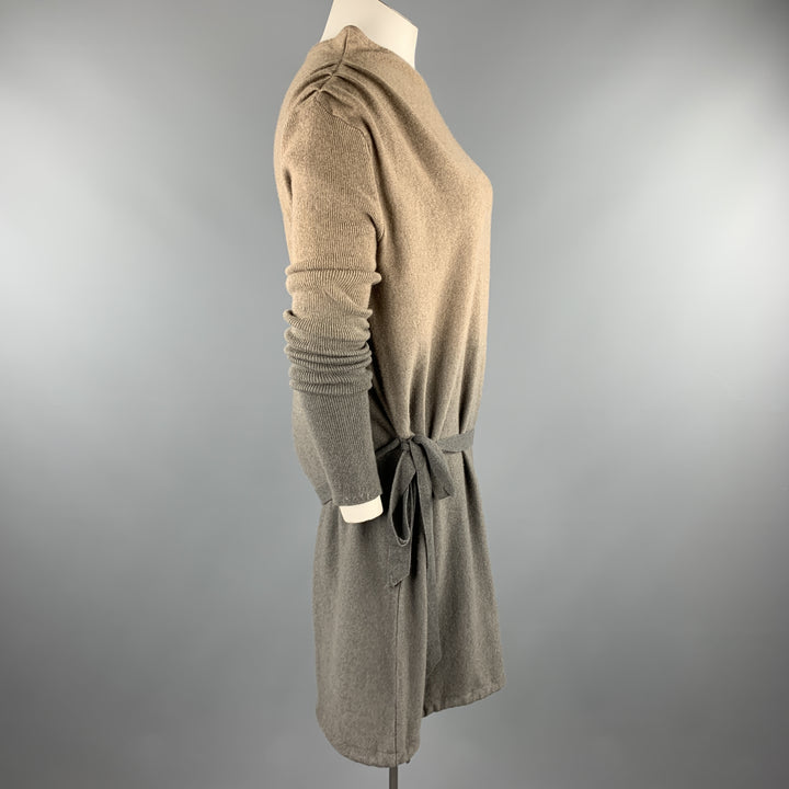 HENRY BEGUELIN Size M Taupe & Grey Ombre Asymmetrical Cashmere Dress