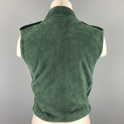 RALPH LAUREN COLLECTION Size 8 Forest Green Suede Biker Vest