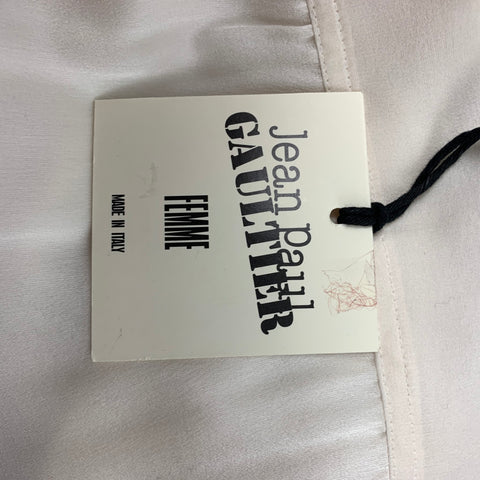 Vintage JEAN PAUL GAULTIER Size 8 Off White & Black Silk Two Tone Asymmetrical Blouse
