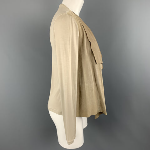 MAX MARA Size 4 Beige Suede Draped Collar Cardigan Jacket