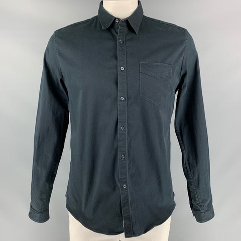 GUCCI Duke Talla L Camisa de manga larga con botones de sarga negra