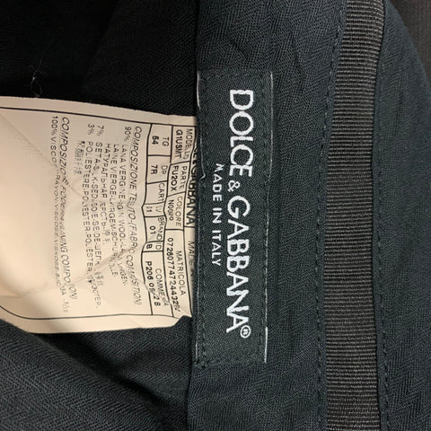 DOLCE & GABBANA Size 38 Black Wool Blend Tuxedo Dress Pants