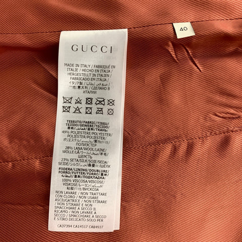 GUCCI Size 4 Tan Gold Brocade Floral Polyester Single Button Pants Suit