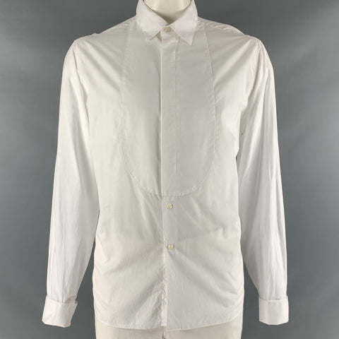 VALENTINO Size XL White Solid Cotton Tuxedo Long Sleeve Shirt