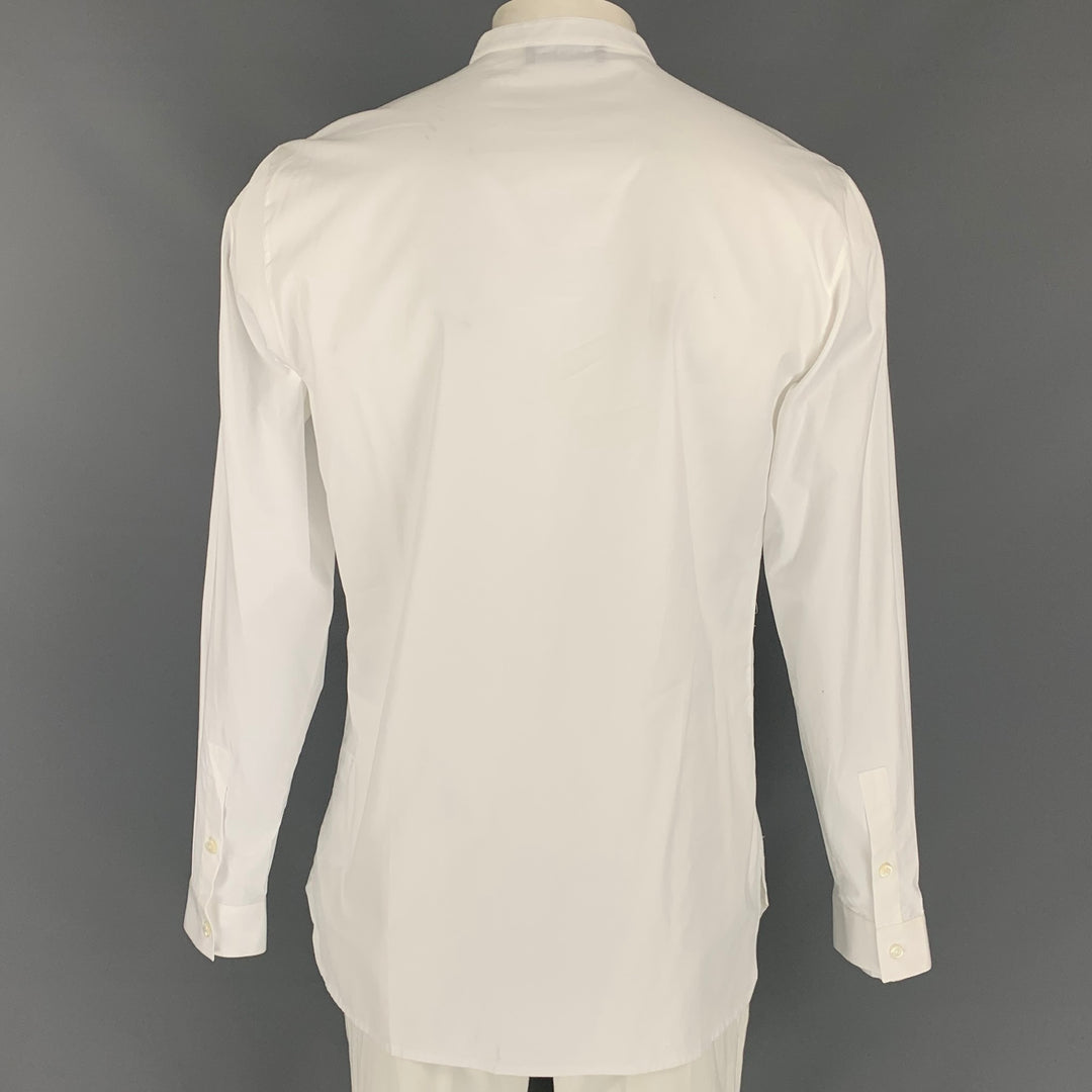KRIS VAN ASSCHE Size L White Cotton Nehru Collar Long Sleeve Shirt