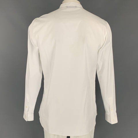 KRIS VAN ASSCHE Size L White Cotton Nehru Collar Long Sleeve Shirt