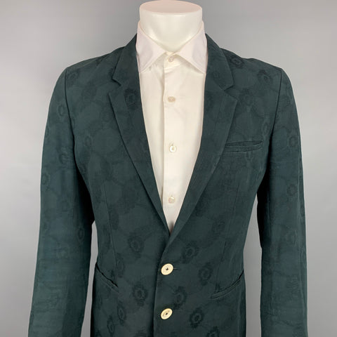ANN DEMEULEMEESTER Size S Black Jacquard Cotton Notch Lapel Sport Coat