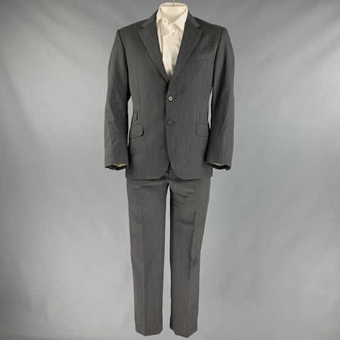 PAUL SMITH Taille 42 Costume à revers cranté en laine à chevrons anthracite