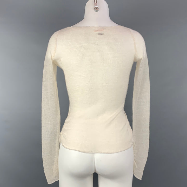 FREE PEOPLE Size S Cream Knitted Textured Cashmere Pullover