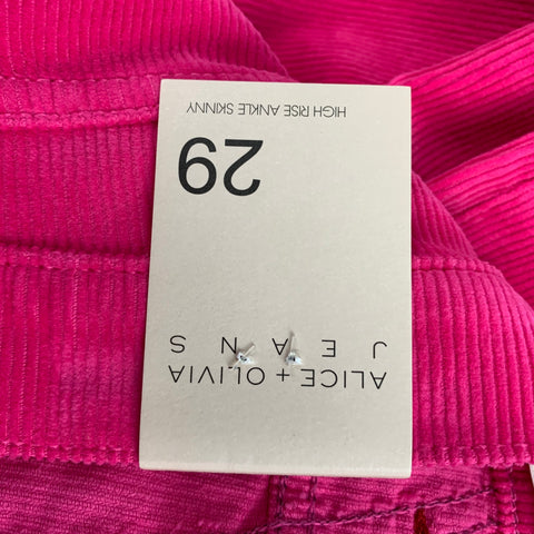ALICE + OLIVIA Size 29 Pink Cotton Corduroy Jean Cut Casual Pants