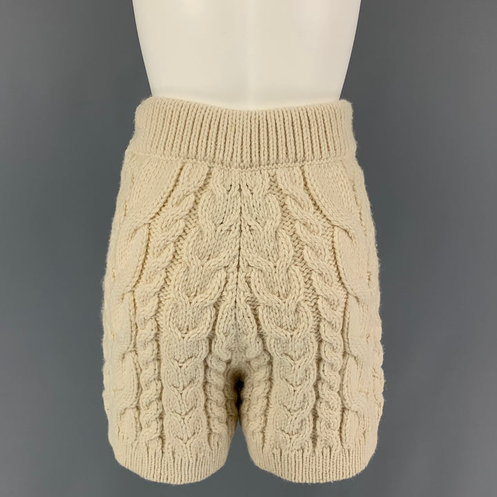 MR.MITTENS Size XS Cream Wool Cable Knit Elastic Waistband Shorts