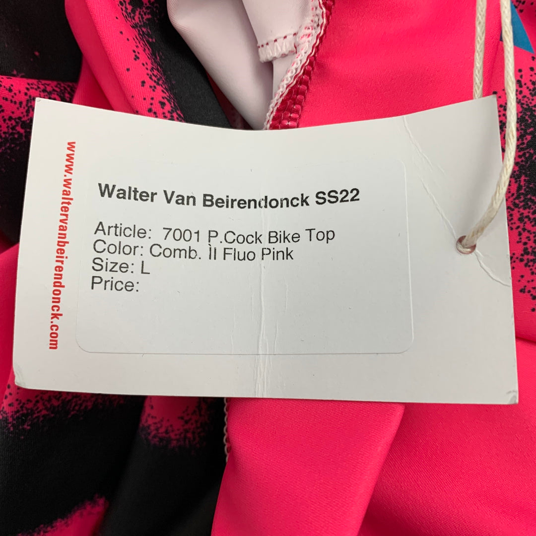 WALTER VAN BEIRENDONCK SS22 Talla L Camiseta de ciclismo de jersey de nailon con gráfico rosa