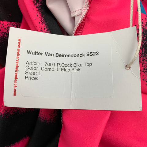 WALTER VAN BEIRENDONCK SS22 Size L Pink Graphic Nylon Jersey Bike Top