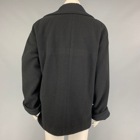 Vintage CHANEL Size 8 Black Wool Polyamide Mixed Patterns Oversized Jacket