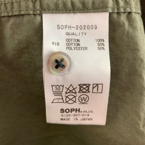 SOPHNET Size XL Olive Solid Cotton Button Up Long Sleeve Shirt