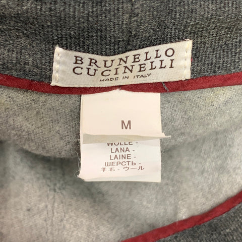 BRUNELLO CUCINELLI Gorro Newsboy de piel y lana color carbón talla M