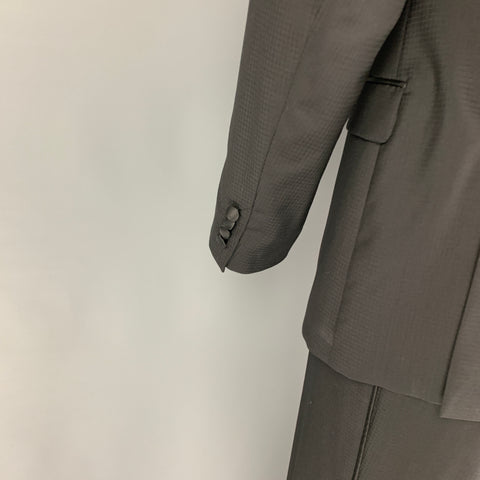 EMPORIO ARMANI Size 42 Black Grid Peak Lapel Tuxedo Suit