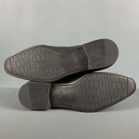 SANTONI Atwood Size 8.5 Black Round Toe Lace Up Shoes