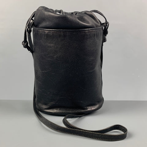 Vintage BOTTEGA VENETA Black Textured Leather Shoulder Bag