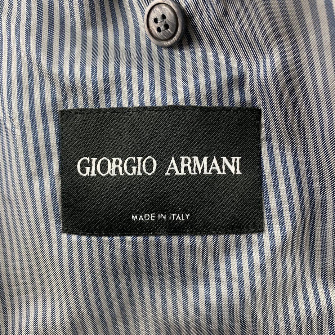 GIORGIO ARMANI Size 10 Grey Plaid Jacquard Linen Blend Notch Lapel Blazer